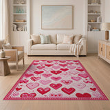 Kids Cartoon Pink Playful Pink Hearts Area Rug