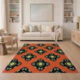 Vibrant Orange Geometric Diamond Pattern Area Rug