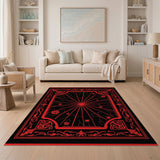 Ornate Red Skull Starburst Area Rug