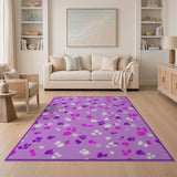 Purple Paw Print Kids Area Rug