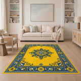 Yellow Floral Vintage Yellow Floral Medallion Area Rug