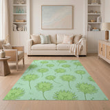 Lush Green Wildflower Cluster Area Rug