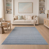 Modern Grey Horizontal Stripe Fringe Rug
