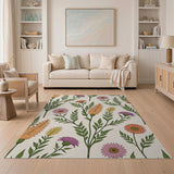 Vibrant Thistle Daisy Floral Area Rug
