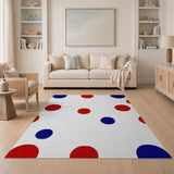 Red and Blue Polka Dot Area Rug