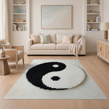 Yin Yang Black White Tufted Round Rug