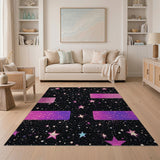 Sparkling Cosmic Glitter Stars Area Rug