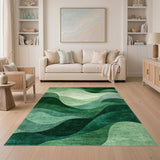 Green Flowing Waves Area Rug