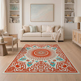 Red Sun Mandala Persian Area Rug