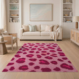Pink Hot Pink Leopard Print Shag Rug