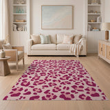 Pink Leopard Print Tufted Area Rug