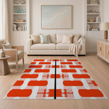 Bold Red Geometric Block Rug