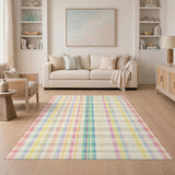 Pastel Plaid Washable Area Rug