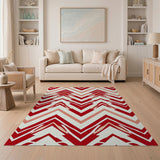 Geometric Modern Bold Red Chevron Zigzag Area Rug