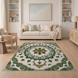 Traditional Persian Elegant Green Persian Medallion Area Rug