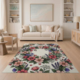 Romantic Floral Wreath Hearts Area Rug