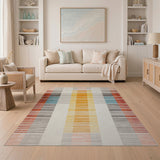 Multi-color and Patterns Stripe Vibrant Multi-Color Geometric Stripe Area Rug