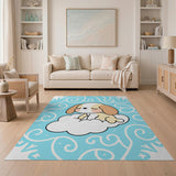 Cute Sleeping Puppy on Cloud Kids Rug