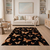 Orange Butterfly Pattern Area Rug