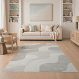 Abstract Area Wavy Abstract Beige Neutral Area Rug