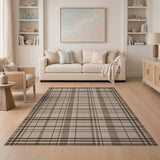 Brown Tan Plaid Check Area Rug