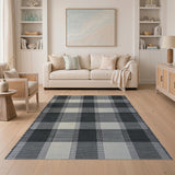 Black and White Black White Plaid Woven Area Rug