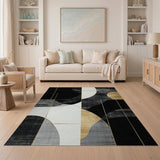 Modern Geometric Black Gold Area Rug