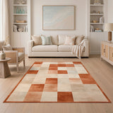 Orange Geometric Checkered Area Rug