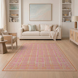 Orange Orange Grid Geometric Modern Area Rug