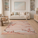 Delicate Pink Cherry Blossom Branch Rug