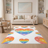 Kids Cartoon Rainbow Paw Heart Kids Area Rug