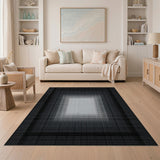 Black White Halftone Fade Area Rug