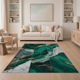 Emerald Malachite Gold Vein Abstract Area Rug