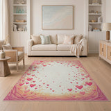 Romantic Pink Hearts Blossom Branch Rug