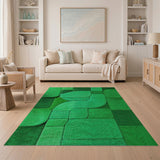 Emerald Green Geometric Abstract Area Rug