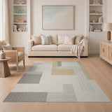 Beige Grey Abstract Geometric Area Rug