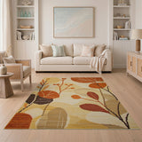Orange Abstract Leaf Area Rug
