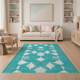 Blue and Teal Teal Geometric Southwestern Area Rug