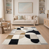 Modern Geometric Black and Neutral Area Rug