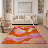 Multi-color and Patterns Vibrant Wavy Abstract Multi-Color Area Rug