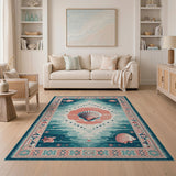 Teal Scallop Shell Coastal Beach Rug