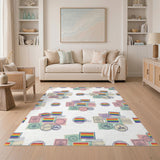 Rainbow Stamp Vintage Area Rug