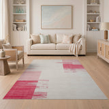 Pink Modern Pink Geometric Block Area Rug