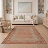Orange Southwestern Terracotta Southwestern Geometric Area Rug