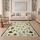 Boho Chic Multi-color and Patterns Whimsical Mushroom Forage Area Rug