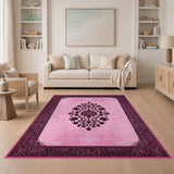 Traditional Persian Pink Persian Floral Medallion Rug