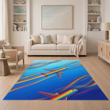 Multi-color and Patterns Rainbow Airplane Trails Area Rug