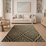 Opulent Gold Quatrefoil Medallion Rug