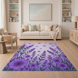 Purple Lavender Garden Floral Area Rug