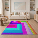 Vibrant Rainbow Nested Geometric Area Rug